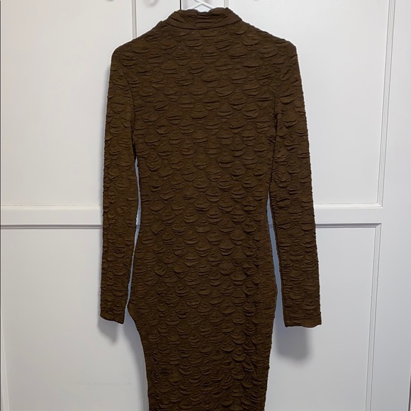 SHEIN SXY Medium Brown Honeycomb Textured Bodycon Dress - Picture 4 of 16